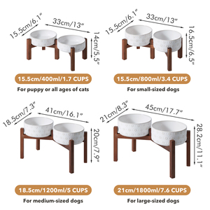 Shamitao Bol en céramique écologique pour animaux de compagnie Distributeur de nourriture et d'eau à motif de flocon de neige durable avec support en bois pour chiens et chats - Product Image 3