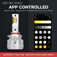Ampoules de phares LED G18W 9005 9006, contrôle par application, couleur et luminosité personnalisées, fabricant direct, vente en gros, OEM ODM