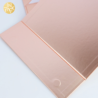 Caja de Regalo Plegable de Cartón Dorado Rosa INPACK, Caja de Papel para Cosméticos Personalizada, Caja de Regalo de Lujo con Tapa Magnética y Papel de Seda