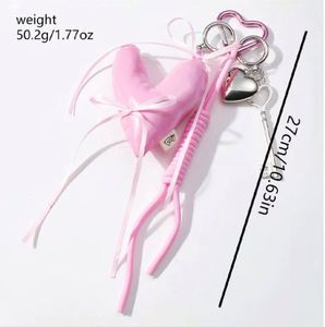 Wholesale Popular Sweet and Fashionable Keyring Pink Series Bow for Love Imitation Pearl DIY Heart Shaped Metal Keychain Pendant - Product Image 6