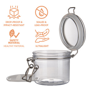 Leakproof 350ml 12oz PET Food Storage <b>Container</b> Airtight BPA Free Clear Plastic Coffee Canister - Product Image 3