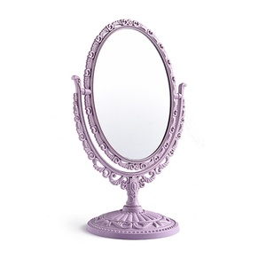 Miroir cosmétique ovale en plastique, cadeau mignon pour fille, miroir de maquillage de bureau bleu, rose, violet, style macaron - Product Image 5