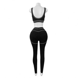 Conjunto de 2 Piezas de Pantalones de Yoga con Estampado sin Costuras para Mujer, Leggings Deportivos de Secado Rápido de Spandex/Nailon para Gimnasio y Fitness - Product Image 3