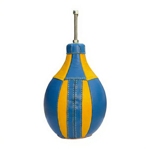 Ballon de boxe professionnel en cuir véritable pour commande en gros, sac de vitesse en cuir de vachette robuste en forme de baril, personnalisable avec impression - Product Image 1