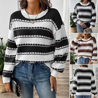 Pull à manches longues pour moto, style minimaliste, à rayures contrastées, en tricot déchiré, avec doublure en laine de coton et élasthanne, et fourrure de cerf