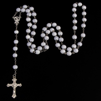 8mm Artificielle Turquoise Chapelet Collier Croix Collier Catholique Religieux Cadeau Cadeau Pandémique Perles De Prière