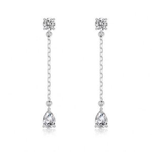 Pendientes de Plata de Ley 925 con Diseño Moderno y Elegante de Dylam, con Borlas Colgantes en Forma de Pera y Circonita Cúbica 5A Brillante, Joyería para Mujer - Product Image 1