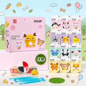 Kit de pâte à <span class=keywords><strong>modeler</strong></span> auto-durcissante éducative sur le thème des animaux de compagnie, lot de 12, jouets préscolaires faits à la main et écologiques pour enfants - Product Image 1
