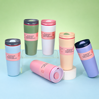 Vaso Térmico de Acero Inoxidable Ovalado de 12oz/20oz, Antiderrames, con Tapa de un Toque, para Oficina, Auto y Viajes