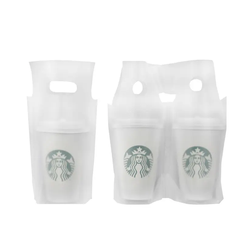 卸売カスタム使い捨てコーヒーミルクティーホットドリンクプラスチックテイクアウトバッグ印刷ロゴ