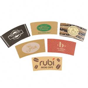 Manchons de gobelets en papier réutilisables, écologiques, jetables, recyclables, imprimés avec logo personnalisé, biodégradables, pour boissons chaudes à emporter - Product Image 4