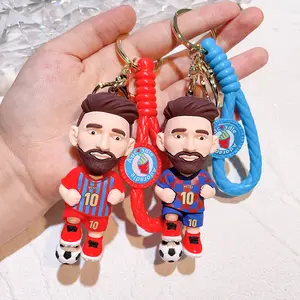 Hot Sell Football Superstar Messi Keychain Pendant Silicone Car Chain Ornament Schoolbag Hanging Pendant Decoration Wholesale