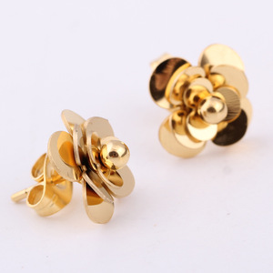 Fashion Flower <b>Stud</b> <b>Earrings</b> Rose Gold 10mm Stainless Steel Elegant <b>Earrings</b> For Women - Product Image 4