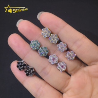 Boucles d'oreilles clous en grappe de moissanite de luxe en forme de fleur de 9 mm, certifiées GRA, en argent S925, avec fermoir à vis, vente en gros, best-seller