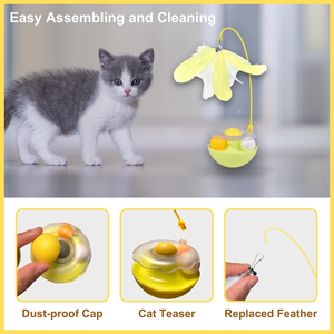 <b>Interactive</b> <b>Cat</b> Teaser Wand Long Handle Feather <b>Toy</b> Leak Food Tumbler Kitten Self Entertainment Pet <b>Toy</b> - Product Image 3
