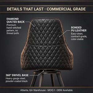 <span class=keywords><strong>Tabouret</strong></span> <span class=keywords><strong>de</strong></span> <span class=keywords><strong>bar</strong></span> pivotant commercial avec dossier haut, siège en cuir PU matelassé losanges <span class=keywords><strong>de</strong></span> 31 po, stock USA, entrepôt Atlanta GA, MOQ 1 - Product Image 2