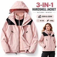Veste Hardshell 3-en-1 Marque Blanche 1400g Ultra Lourde Imperméable avec Doublure Polaire Extensible Mate 150D pour Homme Vente en Gros OEM