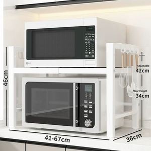 Double Layer Metal Waterproof Foldable Microwave Rack <b>Kitchen</b> Multifunctional <b>Storage</b> Gadget Tool Organizer Optimize Home Small - Product Image 3