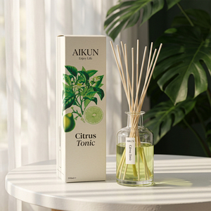 Coffret diffuseur de parfum Aikun 200ml, senteur botanique au choix, longue durée, autocollant adhésif en verre transparent, logo, ensemble cadeau pour les vendeurs e-commerce - Product Image 1