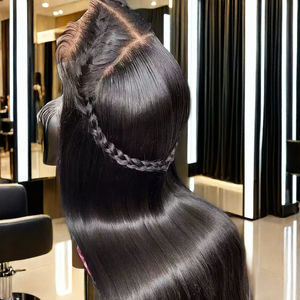 Peluca de Cabello Humano Brasileño Barata al por Mayor con Frente de Encaje HD, Calidad Remy, Larga y de Alta Densidad para Mujeres Negras - Product Image 1