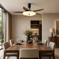 Ventilateur de plafond rétractable moderne avec lumière LED, haut-parleur Bluetooth et télécommande pour salon