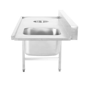 Table de lavage de vaisselle professionnelle avec évier et trou pour la collecte des déchets et crédence - Product Image 2