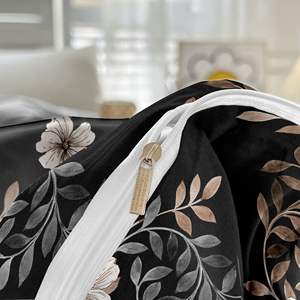 高品质<span class=keywords><strong>3</strong></span> pcs床单贴合床单黑色超细纤维印花床单套装供应商 - Product Image 4