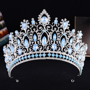 <span class=keywords><strong>Couronne</strong></span> de Mariée de Luxe Bleu Royal en Cristal, Tiara Baroque Plaqué Or, Grande <span class=keywords><strong>Couronne</strong></span> de Reine Saphir, Accessoires de Cheveux pour Mariage et Bal de Promo pour Femmes - Product Image 6