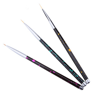 3Pcs Metal Handle Nylon Nail Art Liner Brush <b>Set</b> <b>Crimped</b> Flower Painting Pens for UV Gel Line Drawing - Product Image 1