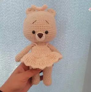 Kustom boneka Teddy Amigurumi buatan tangan rajutan beruang Teddy lembut boneka tidur bayi boneka hewan mainan mewah