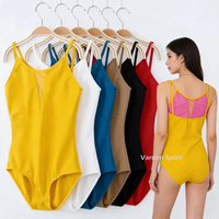 Leotard Tari untuk Wanita |   Leotard Balet Tanpa Lengan Bahan Beludru untuk Pertunjukan & Latihan |   Desain Elegan High Cut dengan Sublimasi