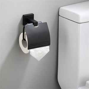 Porte-rouleau de papier toilette rectangulaire moderne en fer noir pour hôtel - Product Image 2