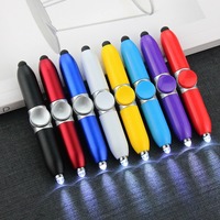Kreatives 4-in-1 Finger-Fidget LED-Licht Mini Tragbarer Gyro Plastik-Spielzeug Stylus Kugelschreiber mit Individuellem Logo