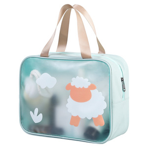Transparent Waterproof Toiletry Bag Rectangle Polyester Travel Cosmetic Wash Bag With Sheep Design - Product Image 4