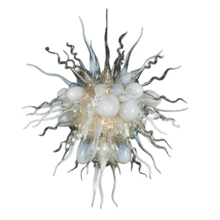 Dale chihuly style art decor blown colored thick glass art home ceiling hanging decoration white clear murano pendant chandelier