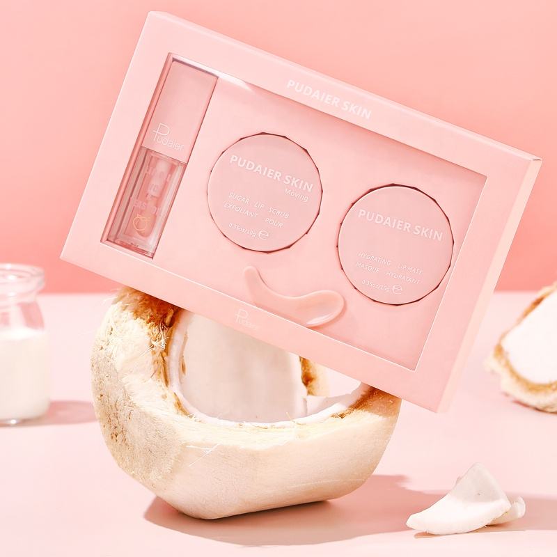 Pudaier Sugar Lip Scrub and Balm Set Lip Scrub Mask Private Label Pink Lip Scrub