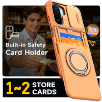 Casing Ponsel Magnetik dengan Tempat Kartu Geser, Pelindung Penuh Anti Benturan 360 °   Dudukan Putar untuk Redmi Note 17 A7 Pro Xiaomi 17T Pro