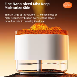 Volcano Home <span class=keywords><strong>Mini</strong></span> USB Diffuseur d'arôme à ultrasons de bureau Humidificateur d'air en plastique Veilleuse Flamme Brouillard Spray Plug-In pour hôtels - Product Image 2