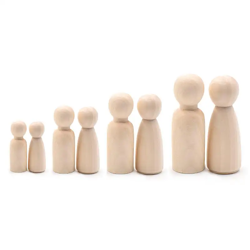 Wooden Painted Doll Pegs Dolls Unfinished Wood People Natural Decorative Wood Shapes Figures For Diy Arts And Crafts
