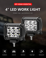 12V 24V 4 pouces 18W LED barre lumineuse de travail IP68 Spot lampe d'inondation de conduite pour tout-terrain bateau voiture tracteur camion SUV ATV