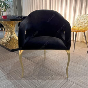 Sillón de tela o cuero de <span class=keywords><strong>Chandra</strong></span> de latón pulido de lujo para uso en apartamentos de Villa - Product Image 2