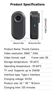 SourcingArk Mini Cámara 4K Video 30FPS MP4 Carga Tipo C Soporte para Tarjeta TF de 256GB Tiempo de Grabación de 120 Minutos DM10 - Product Image 2