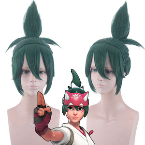La peluca <span class=keywords><strong>de</strong></span> cosplay del Lord Saint Dakuzi presenta una cola <span class=keywords><strong>de</strong></span> caballo verde y muy alta, hecha <span class=keywords><strong>de</strong></span> cabello sintético. - Product Image 1