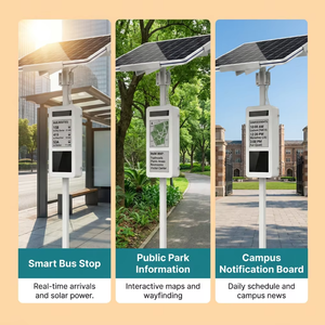 Affichage numérique E-Paper bicolore extérieur à énergie solaire IP65, signalisation numérique pour arrêt <span class=keywords><strong>de</strong></span> bus, ville intelligente, Android 4G WiFi OEM ODM - Product Image 3