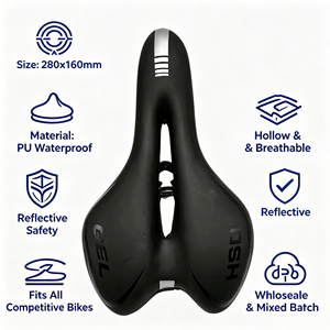 Sillín de Bicicleta de Montaña Universal Impermeable de PU, con Ventilación, Reflectante, Amortiguador de Impactos, para Bicicleta de Carreras, Venta al Por Mayor de Fábrica - Product Image 4