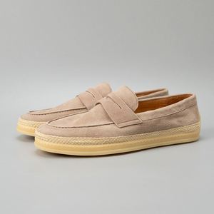 Mocasines Espadrilles Marrones de Ante Sintético con Punta Descubierta, Transpirables, Entresuela de EVA, Suela de Goma, Forro de Cuero Genuino y Lengüeta de Cuero - Product Image 2