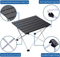 Table de camping pliante moderne en aluminium avec sac de transport pour usage en ferme et en extérieur, hauteur réglable et portable