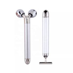 卸売2in1フェイシャルマッサージャーフェイスリフティング3DローラーT字型振動24kゴールドエナジービューティーバー - Product Image 5