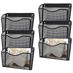 Home and Office 6 Pockets Mesh Wall File Holder Hanging File Folder Organizer with <b>Name</b> <b>Tag</b> Label - Product Image 1