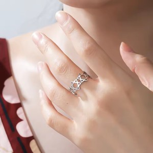 10mm Wide Hexagram <b>Adjustable</b> <b>Ring</b>, Unisex Gold Plated Stainless Steel Classic Pinky <b>Ring</b>, Jewelry Gift - Product Image 2